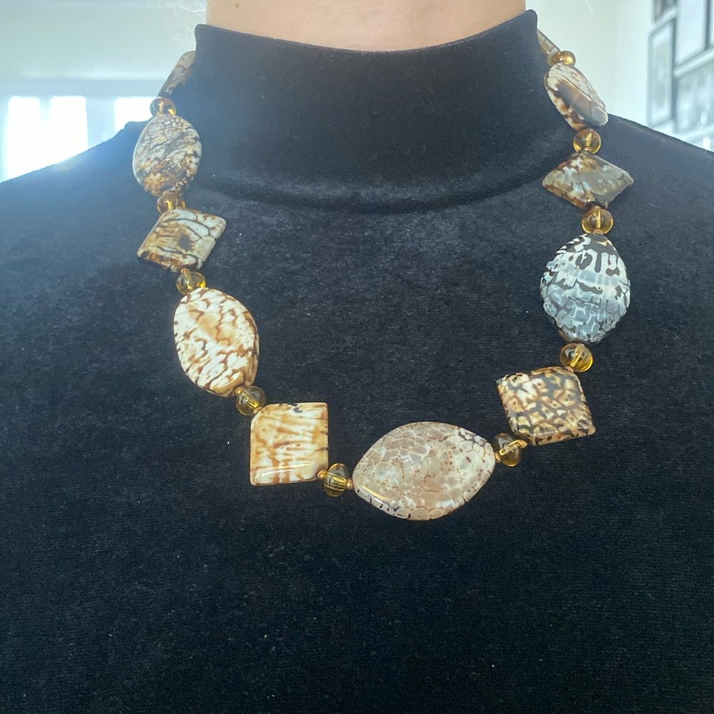 Earth-Tone Stone Bead Necklace